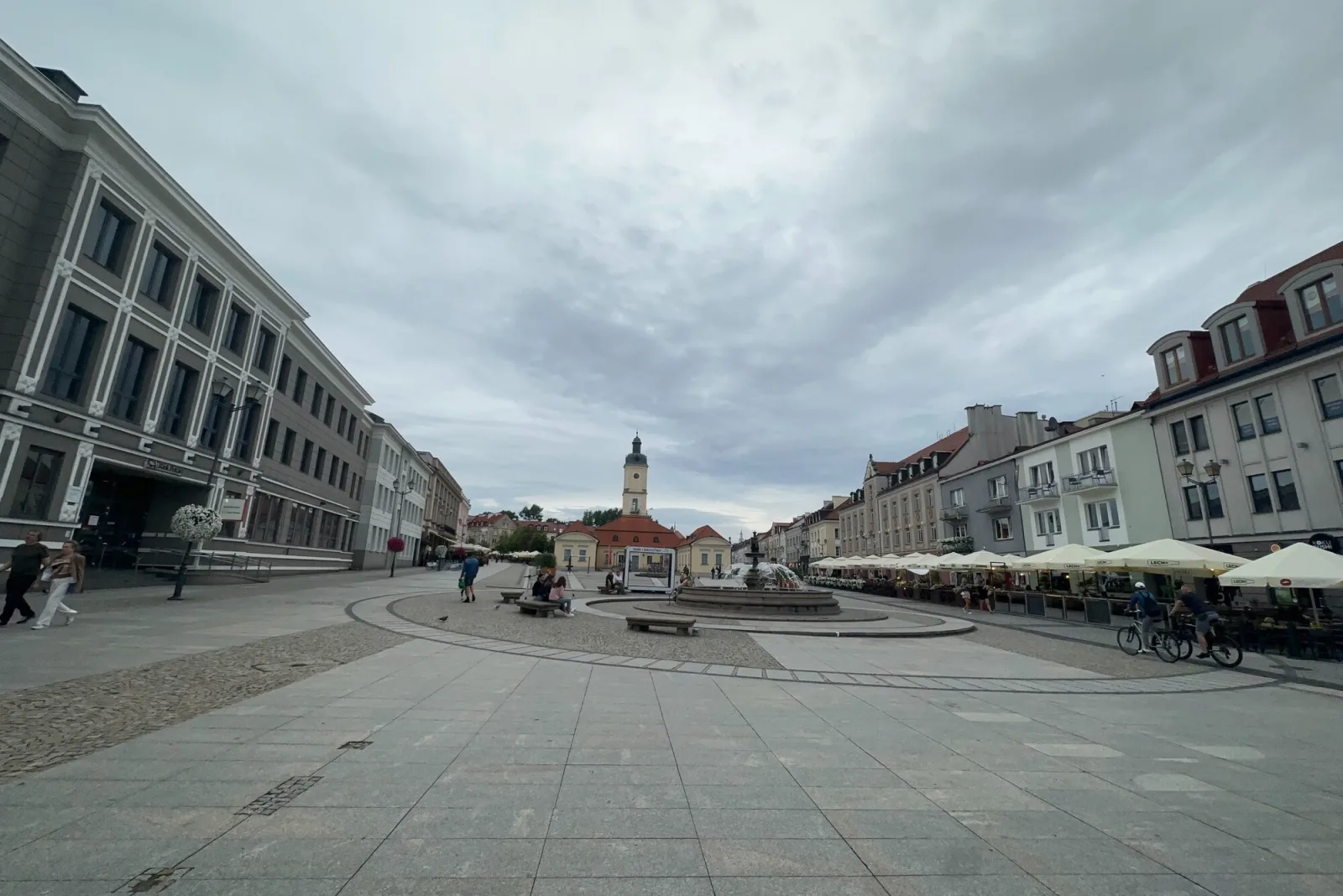 A town square on a cloudy day, as the phone saw it